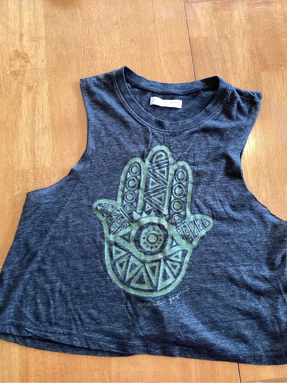Spiritual Gangster Dark Gray Tank with Green Hamsa Graphic